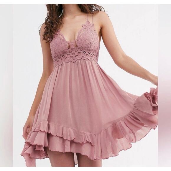 Free people Dresses & Skirts - Free People NWT Adella Slip Dress Rose Pink Small XS